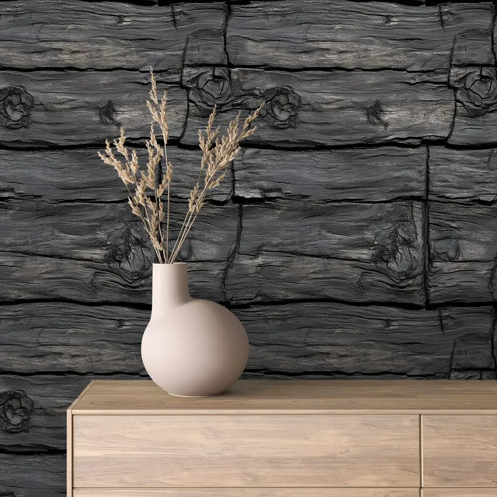 Ancient Charred Timber Wall - WallCreatives