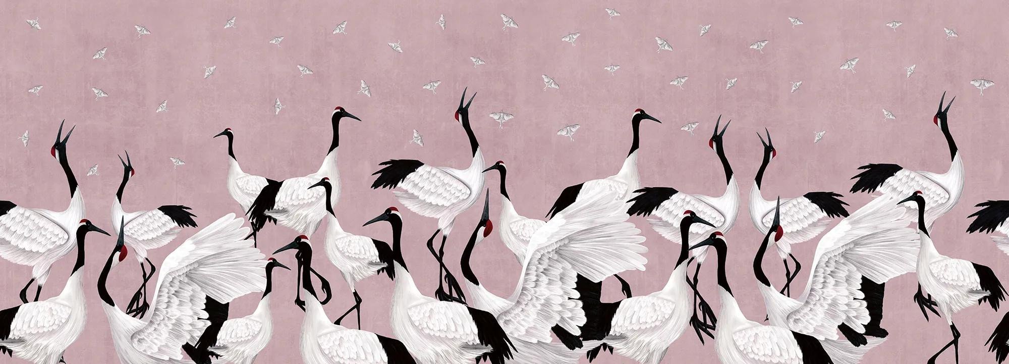 Grus Japonesis in Pink Wallpaper Vladila