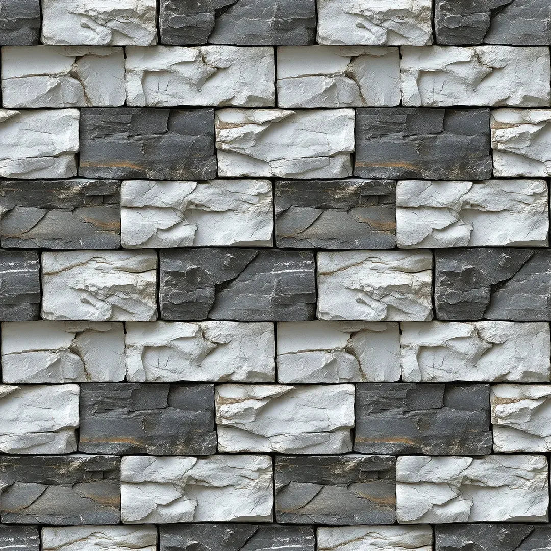 Charcoal and Chalk Stone Blocks - WallCreatives