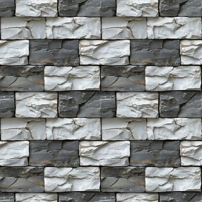 Charcoal and Chalk Stone Blocks - WallCreatives