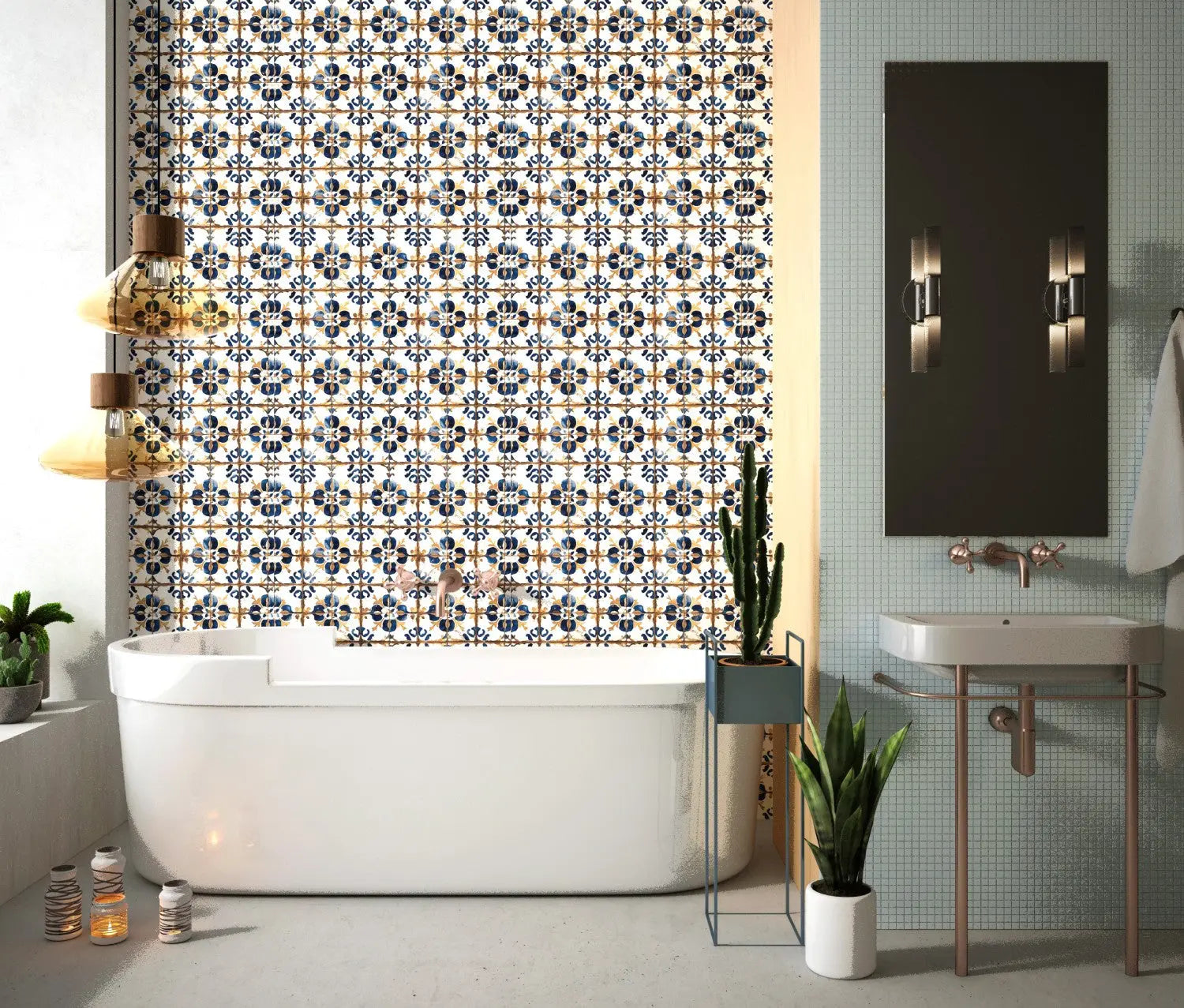 Sintra Blue and Gold Tile WallCreatives