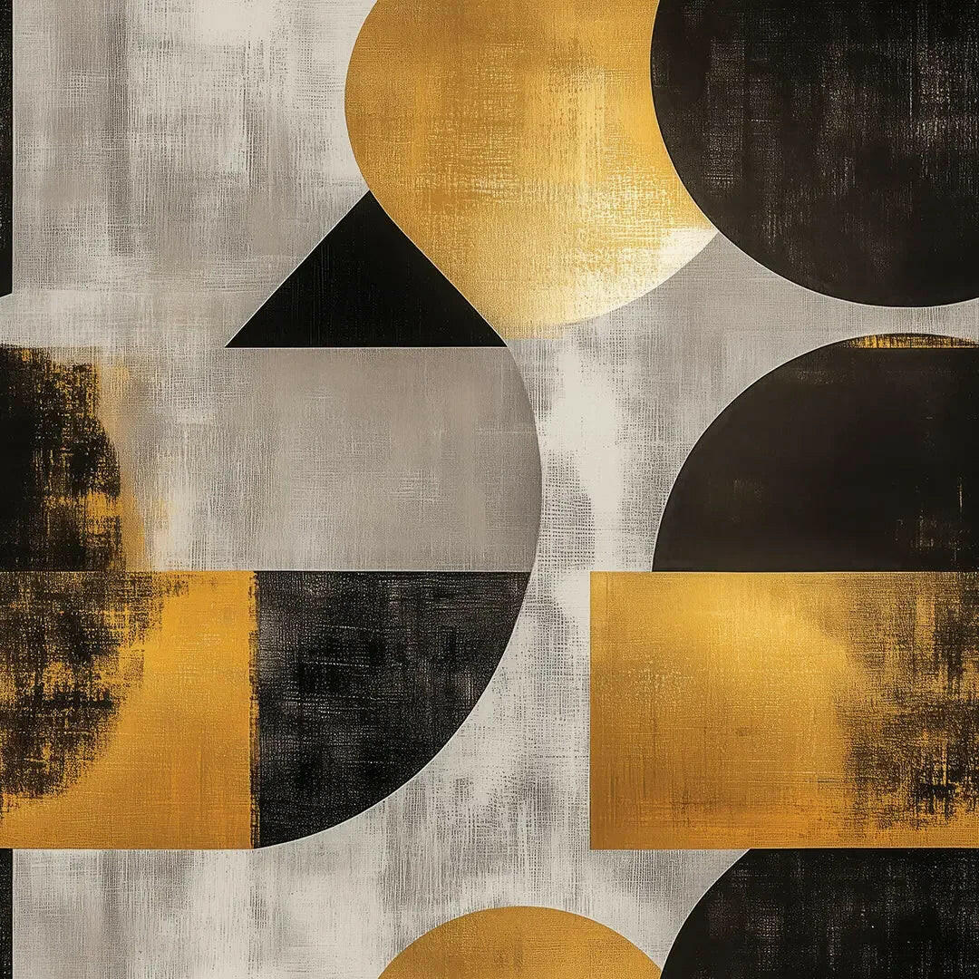 Golden Eclipse Geometric Mural - WallCreatives