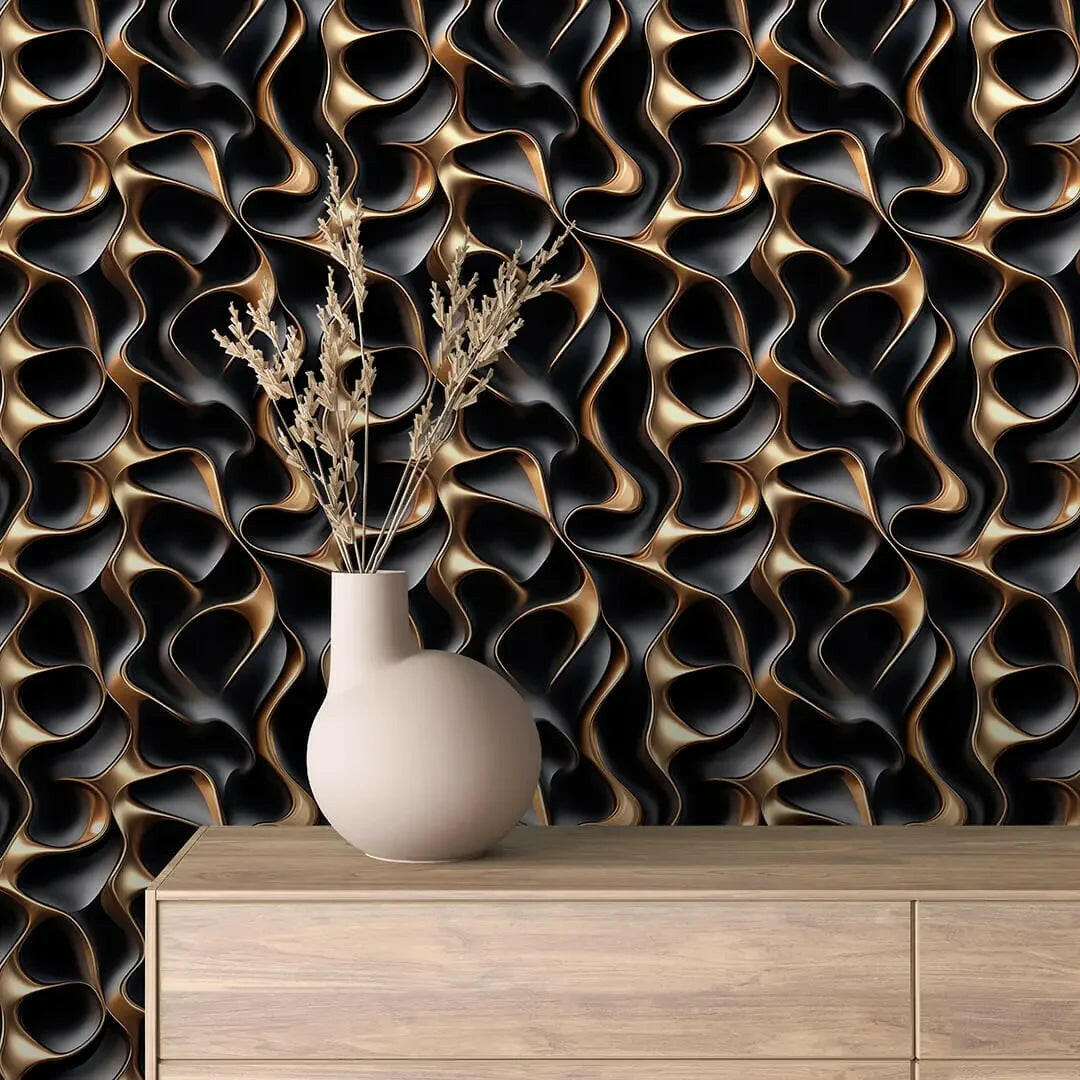 gilded river on matte noir - wallcreatives