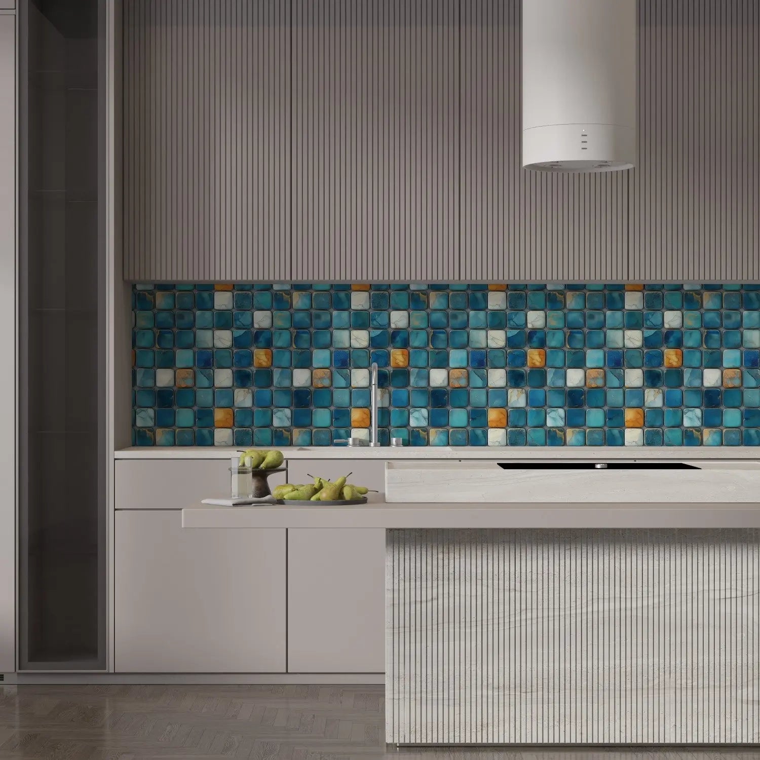 Azure & Ochre Coastline Mosaic WallCreatives