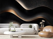 Gilded Noir Waves - WallCreatives