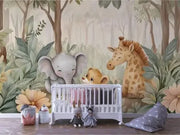 Gentle Jungle Friends Mural - WallCreatives