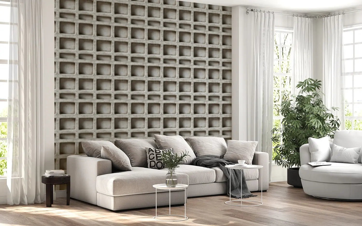 Monolithic Concrete Grid Wall WallCreatives