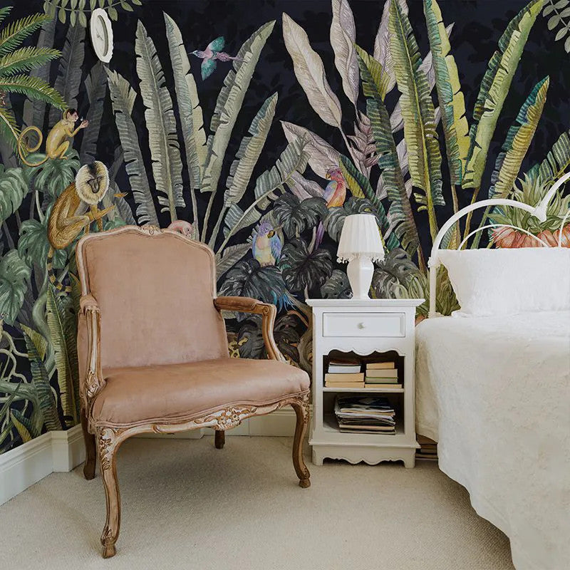 Wonderland Jungle in Black Wallpaper Vladila