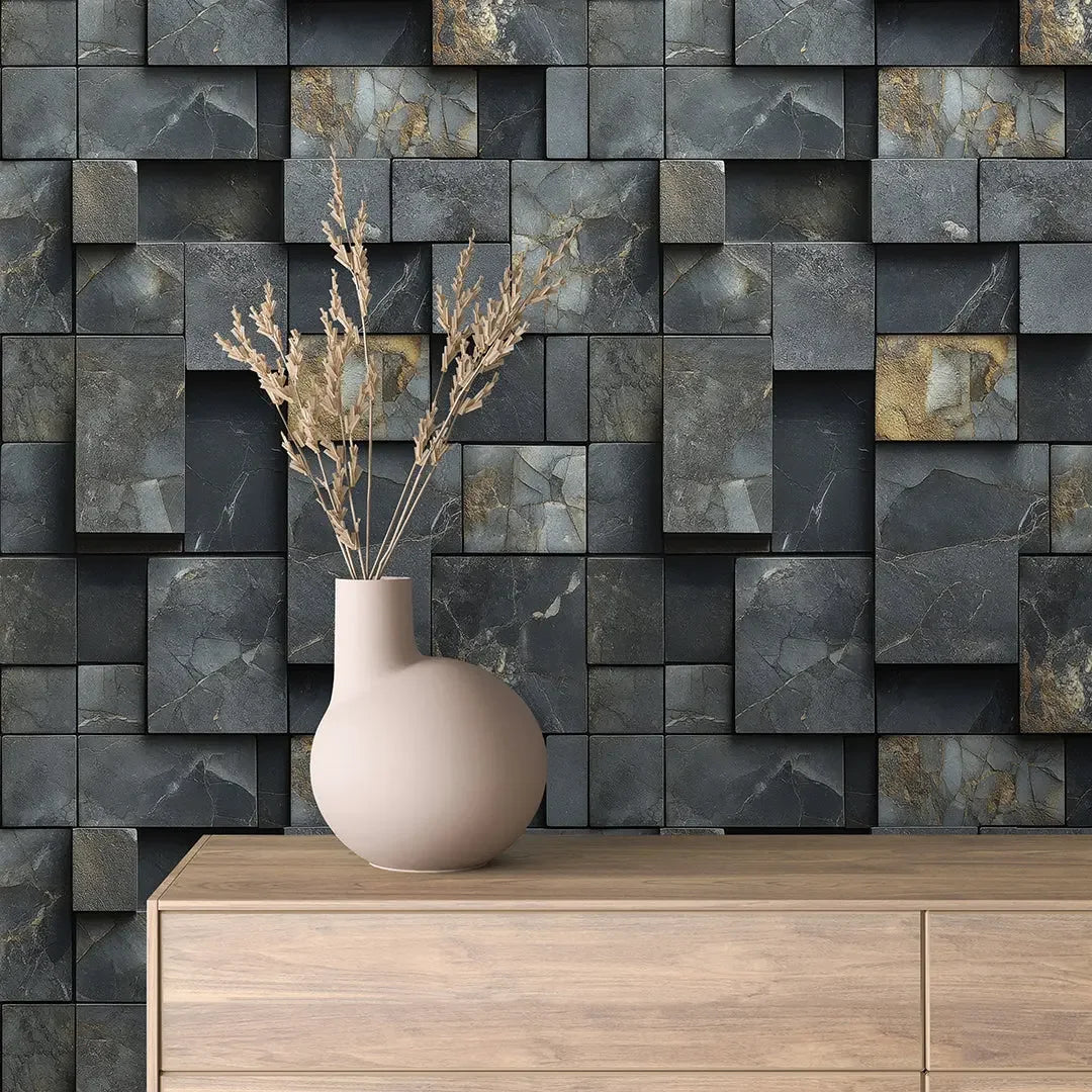 Obsidian Gold Block Panel - WallCreatives