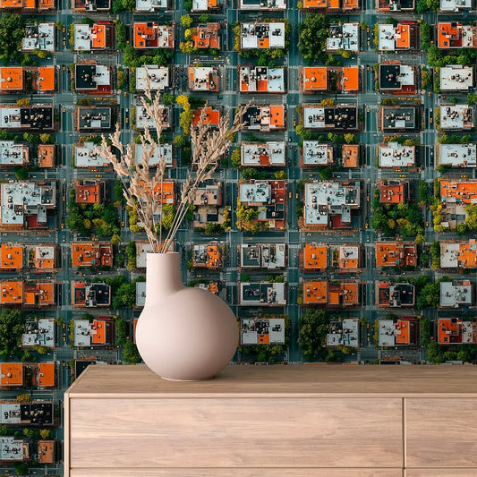 Bird's Eye Metropolis Grid - WallCreatives