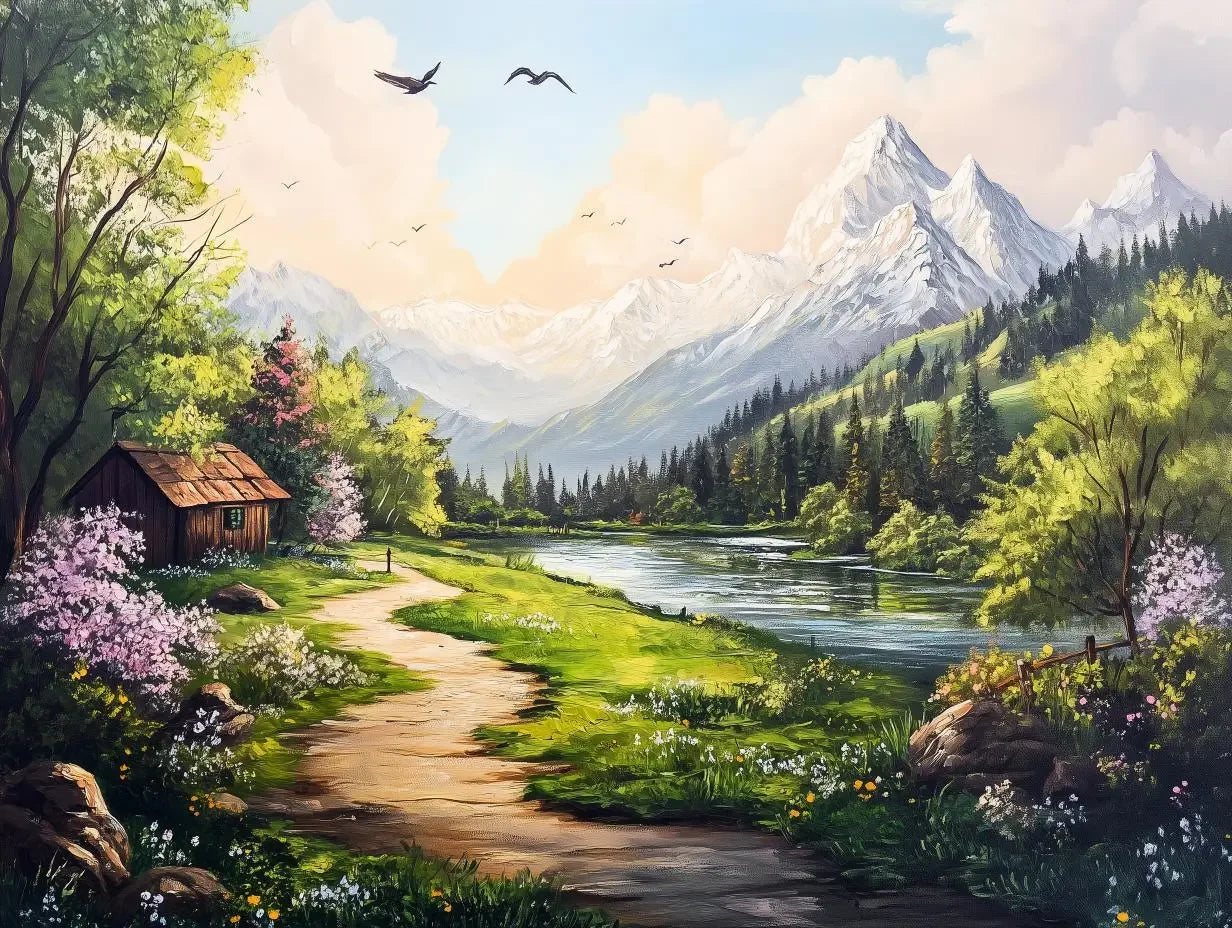 alpine meadow sanctuary mural - wallcreatives