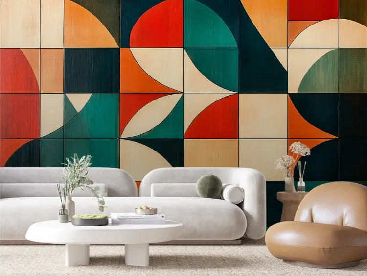 retro rhapsody tiled mural - wallcreatives