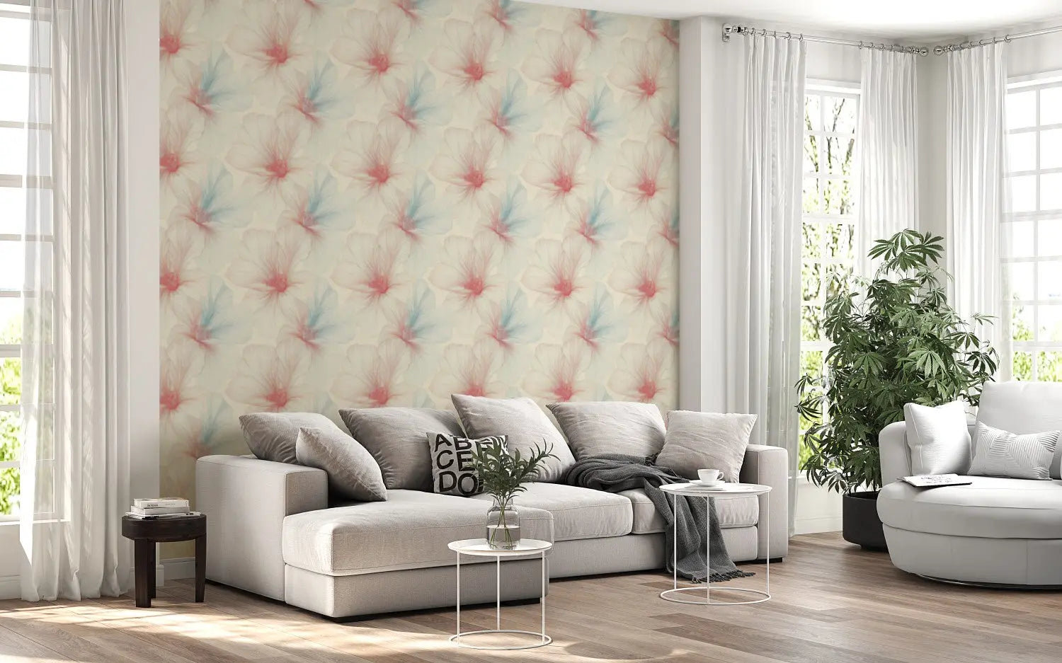 Whispering Petals Line Art WallCreatives