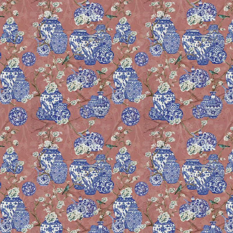Hydrangea and Ginger Tea Party Pink Wallpaper Vladila