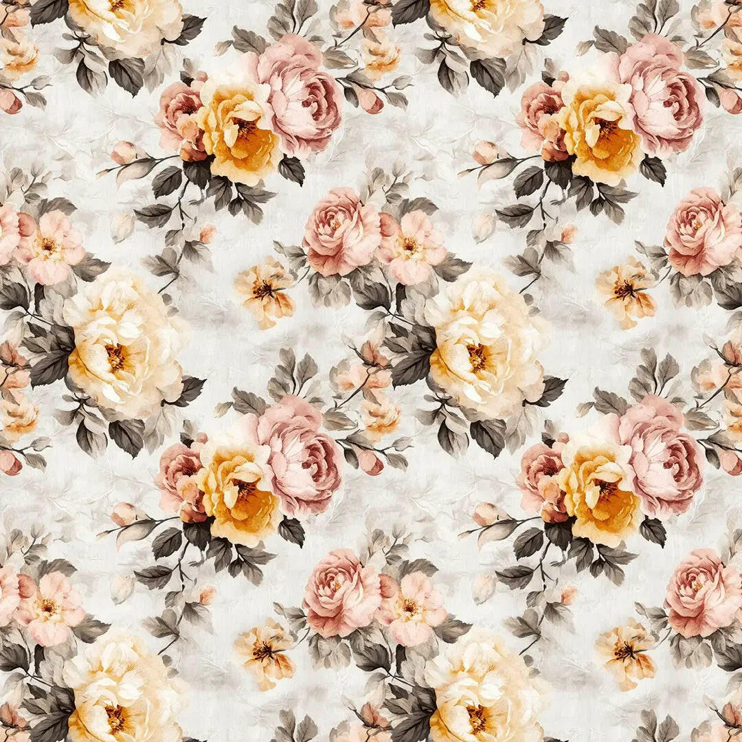 Antique Blush & Gold Blooms - WallCreatives