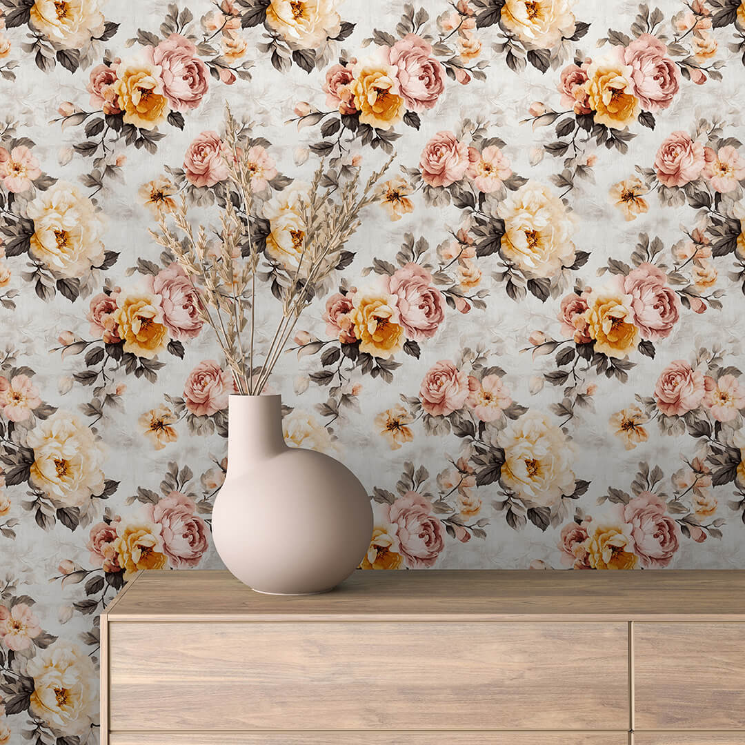 antique blush & gold blooms - wallcreatives