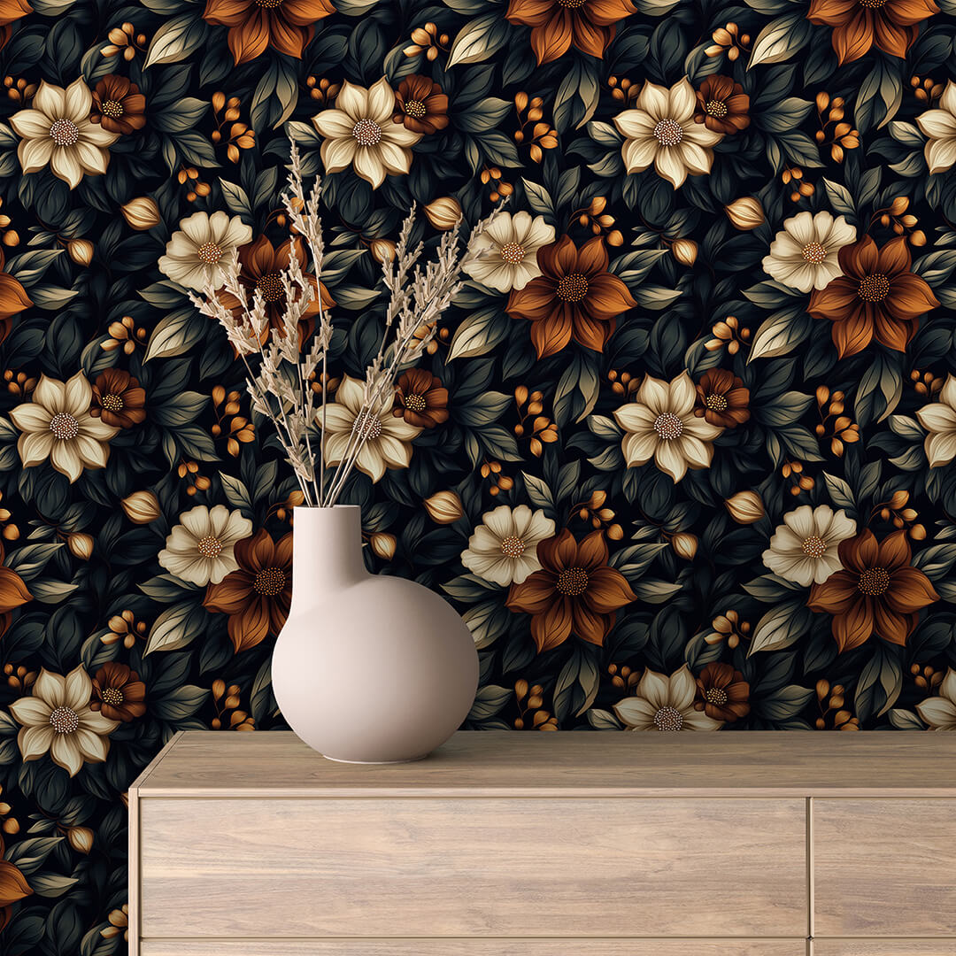 autumn nocturne floral - wallcreatives