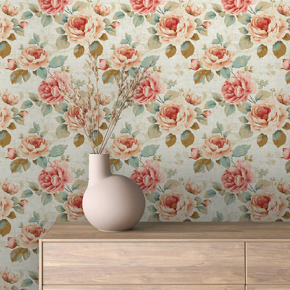Blushing English Rose Garden - WallCreatives