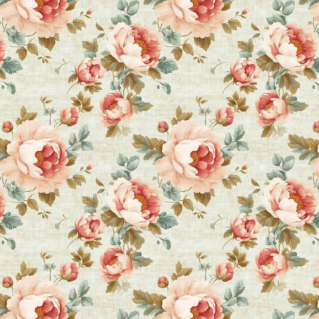 Blushing Peony Linen Weave - WallCreatives