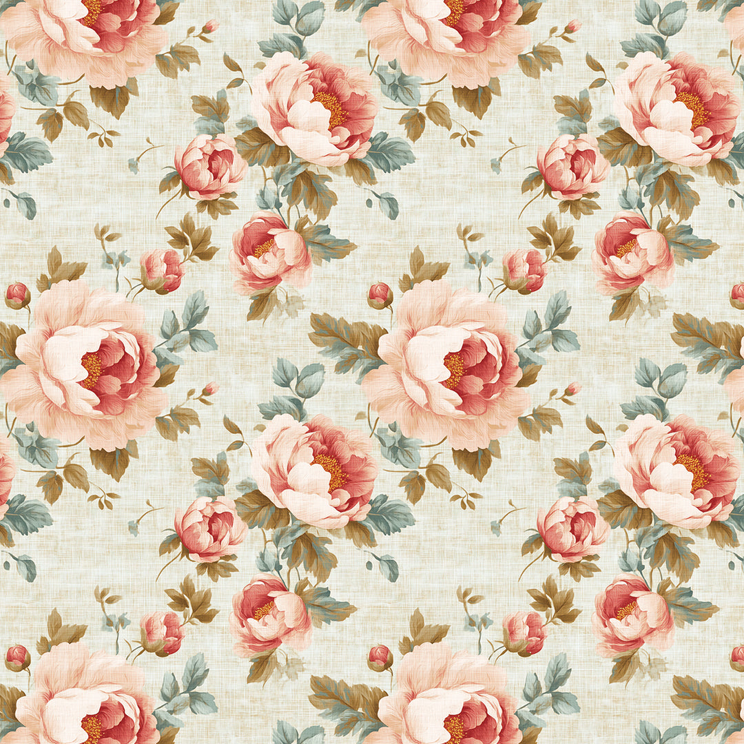 blushing peony linen weave - wallcreatives