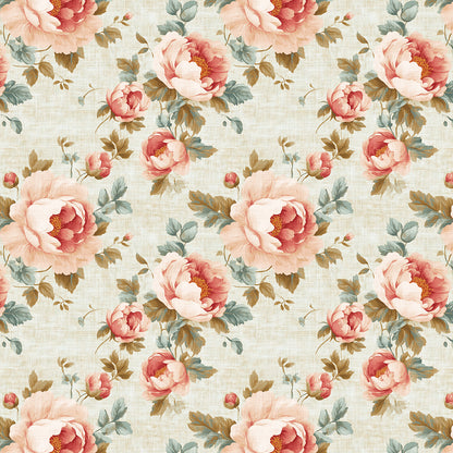 Blushing Peony Linen Weave - WallCreatives