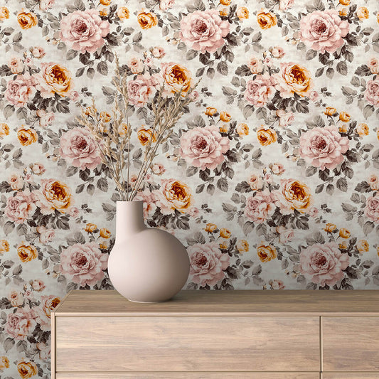 Enchanted Blush Rose Garden - WallCreatives