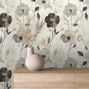 Gilded Charcoal Blossom - WallCreatives