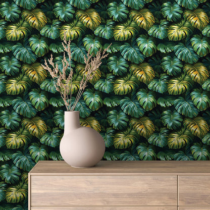 Gilded Monstera Leaf Tapestry - WallCreatives