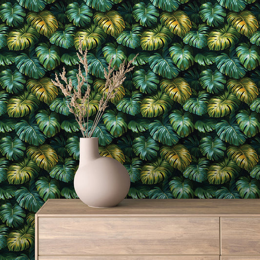 Gilded Monstera Leaf Tapestry - WallCreatives