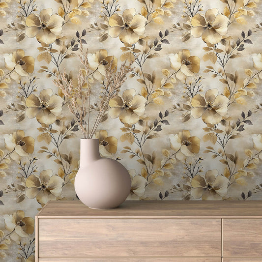 Gilded Petal Serenity - WallCreatives