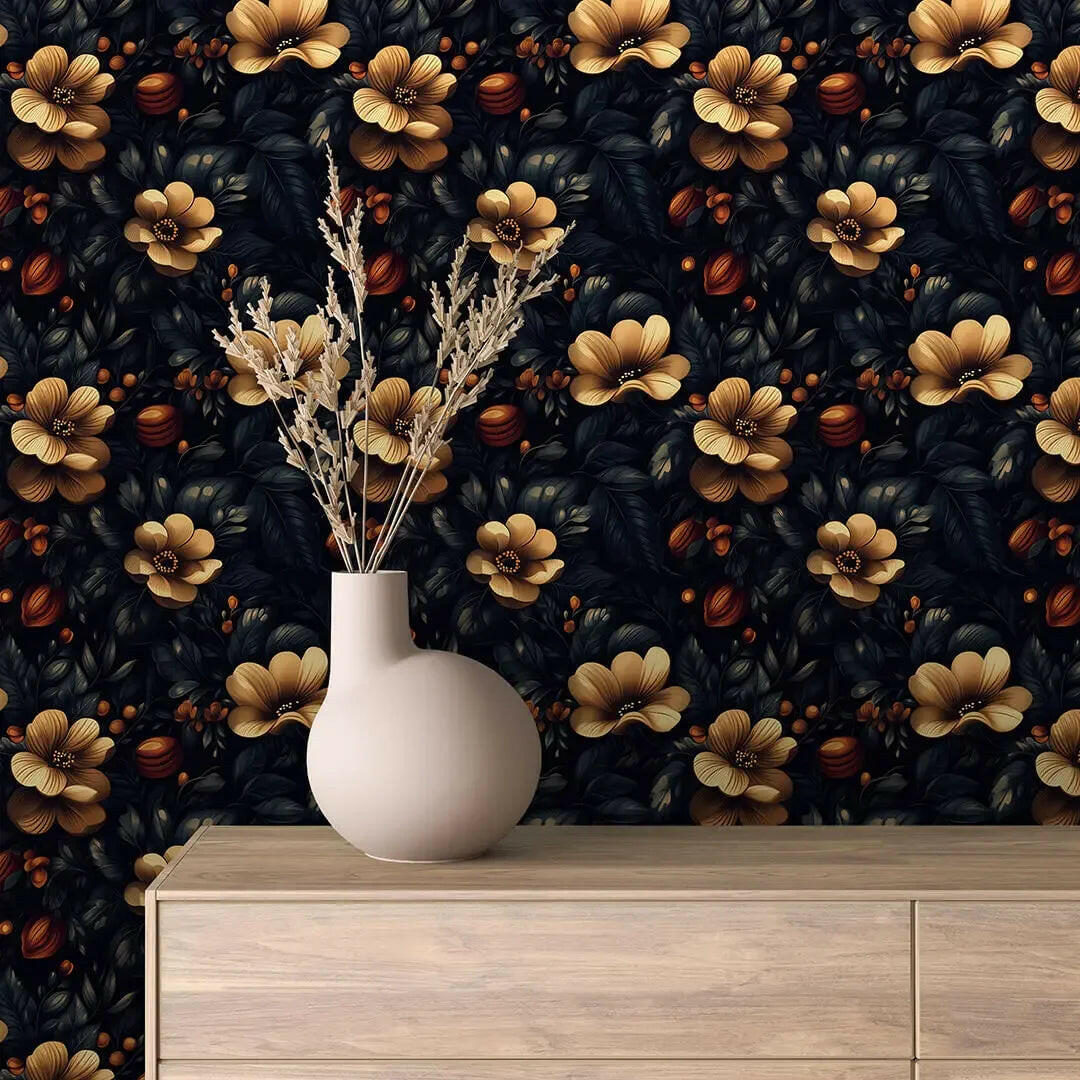 Golden Nocturne Garden - WallCreatives