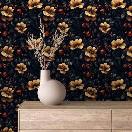 Golden Nocturne Garden - WallCreatives