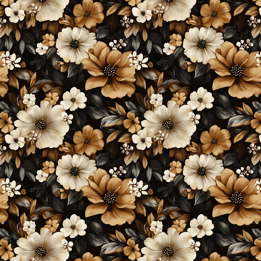 golden sepia blooms wallpaper - wallcreatives