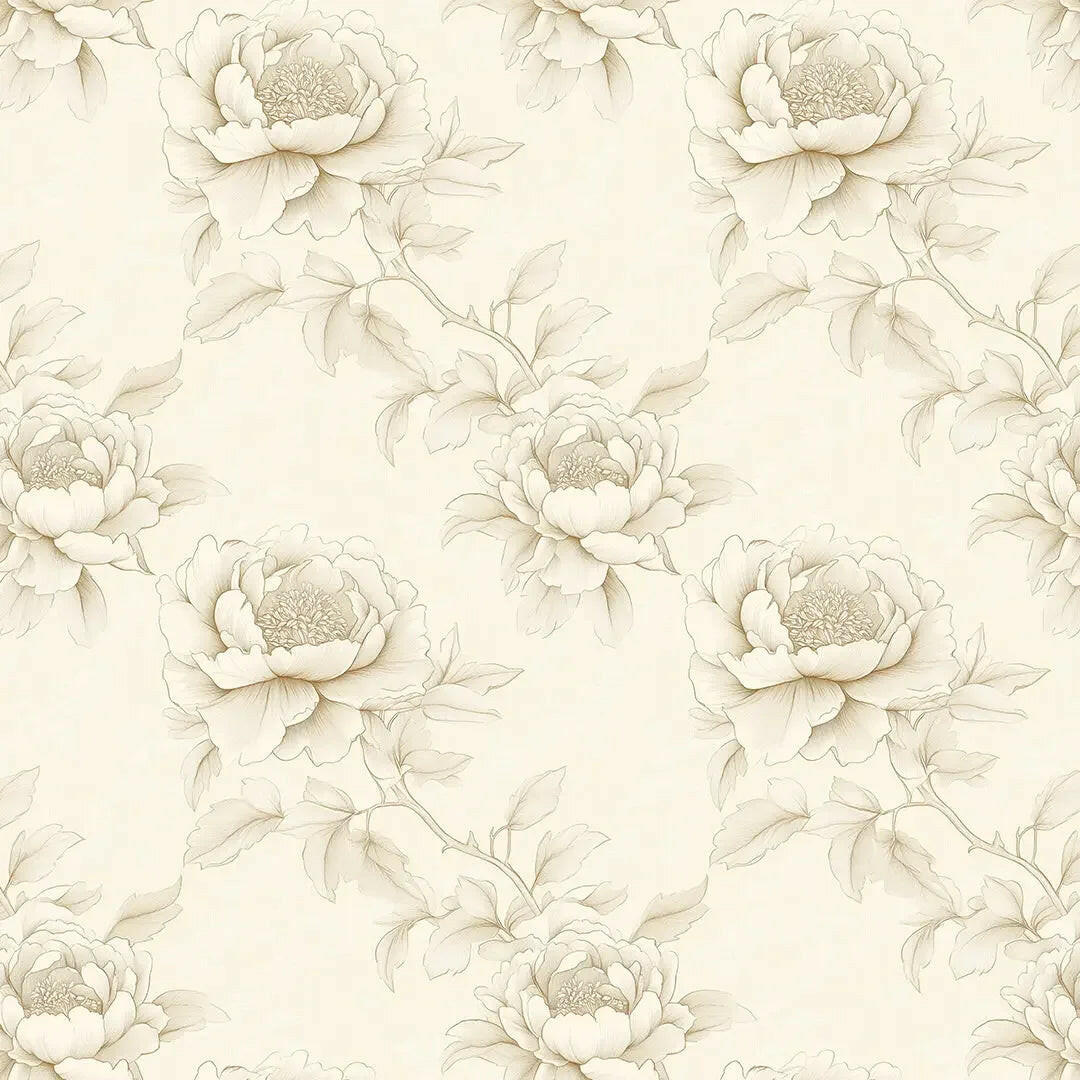 Golden Sepia Peony Sketch - WallCreatives