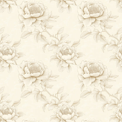 Golden Sepia Peony Sketch - WallCreatives