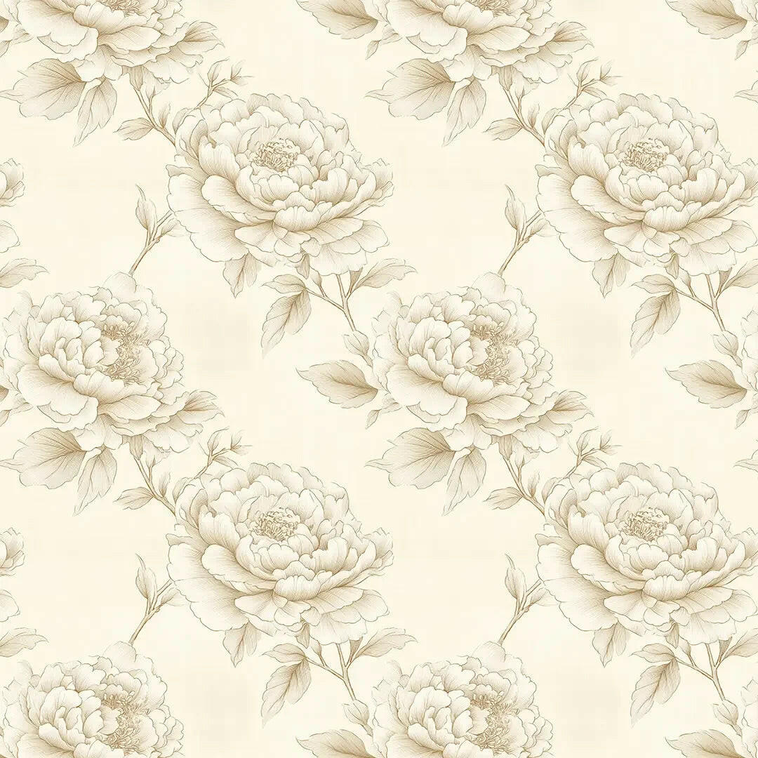 Heirloom Peony Etching Wallpaper - WallCreatives