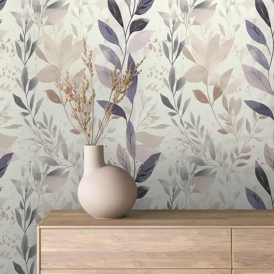 Serene Leaves in Watercolor Haze - WallCreatives