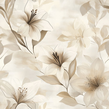 Serene Lily Sketch Wallpaper - WallCreatives