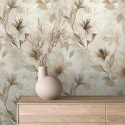 Serene Lily Sketch Wallpaper - WallCreatives