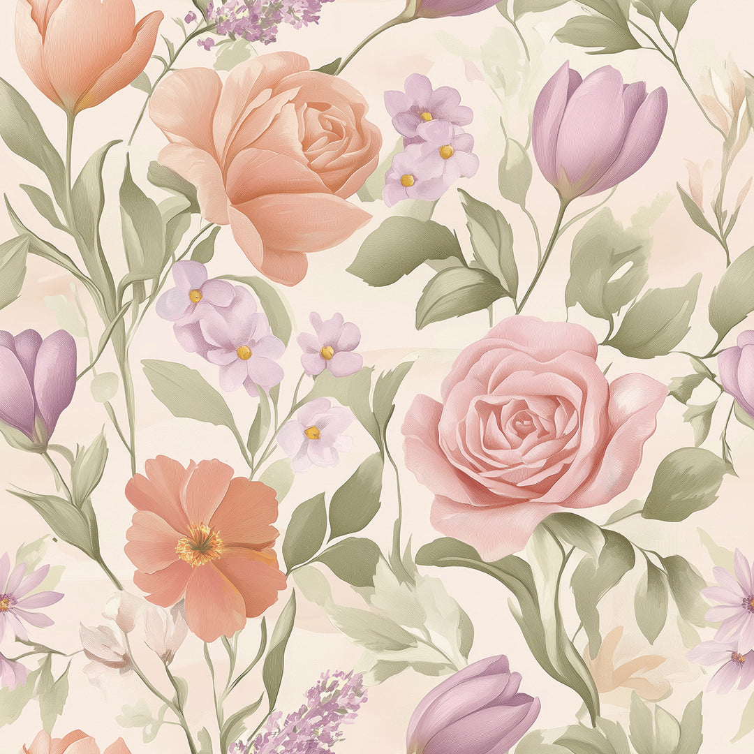 whispering petals pastel garden - wallcreatives