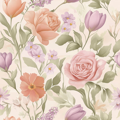Whispering Petals Pastel Garden - WallCreatives