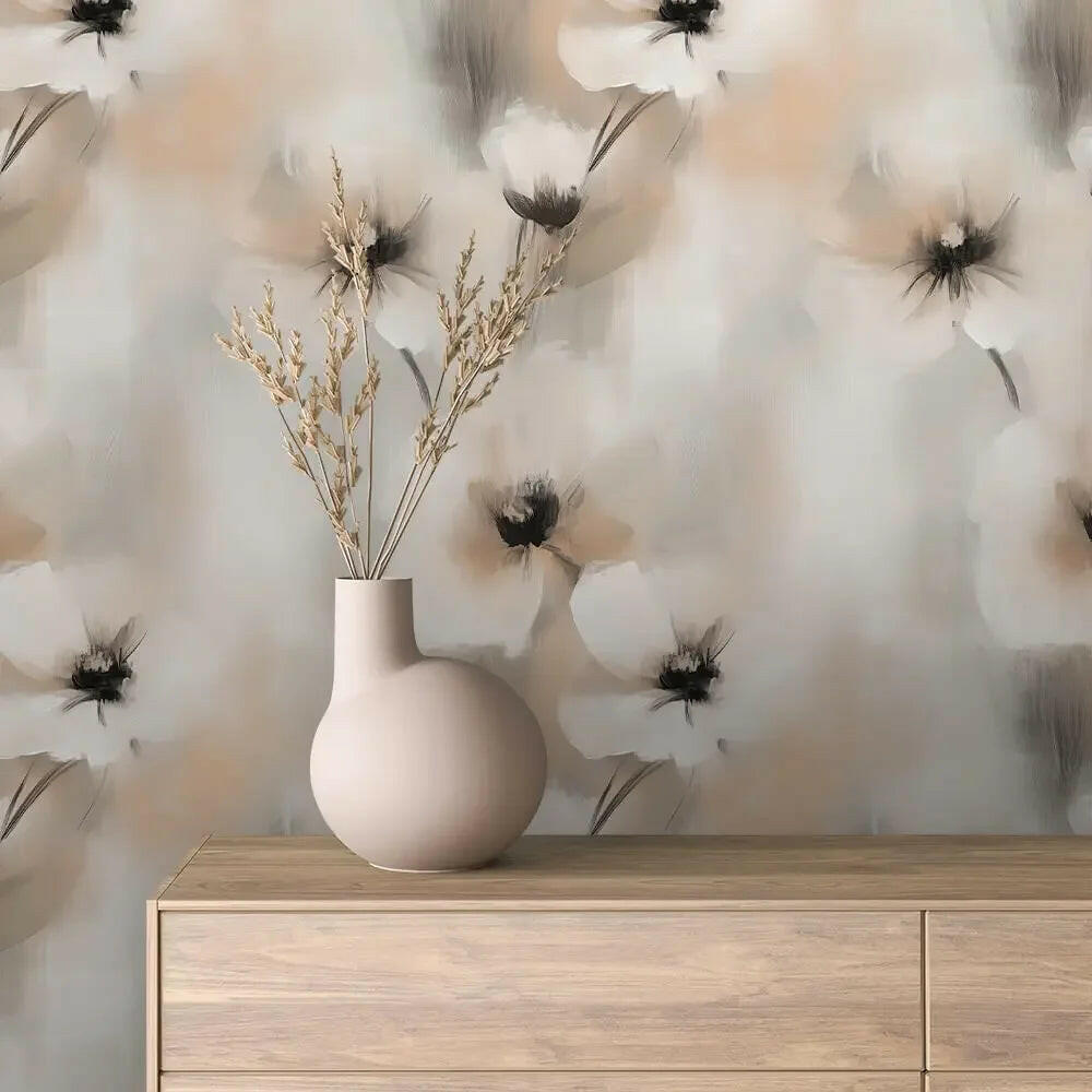 Whispering Poppies Abstract Mural - WallCreatives
