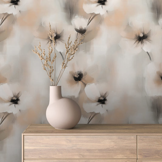 Whispering Poppies Abstract Mural - WallCreatives