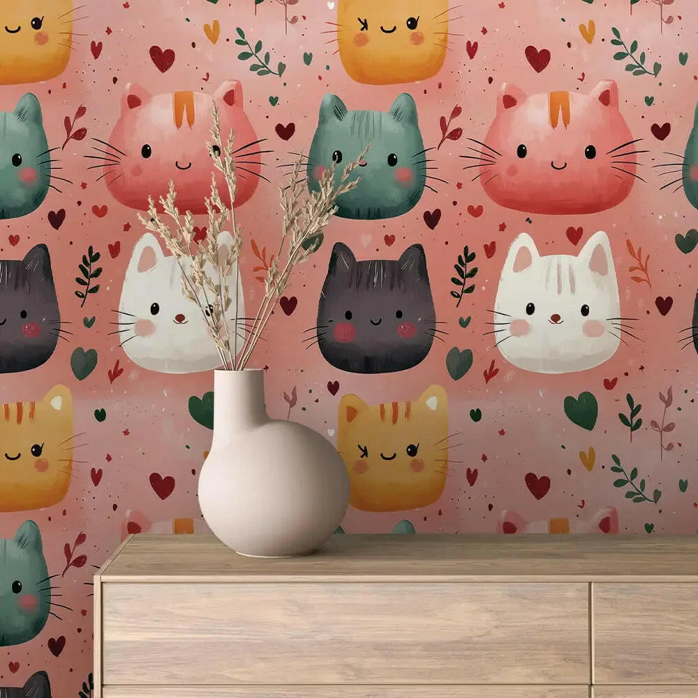 Cuddly Cats Whimsical Wallpaper - WallCreatives
