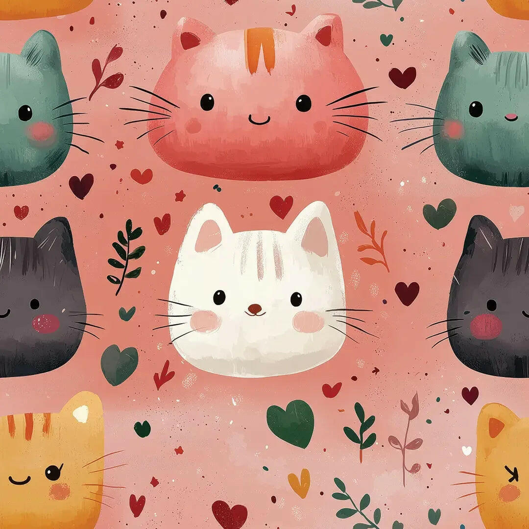 Cuddly Cats Whimsical Wallpaper - WallCreatives