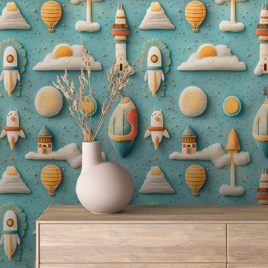 Whimsical Felted Sky Adventure - WallCreatives