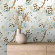 Whimsical Raccoon Sky Adventure - WallCreatives