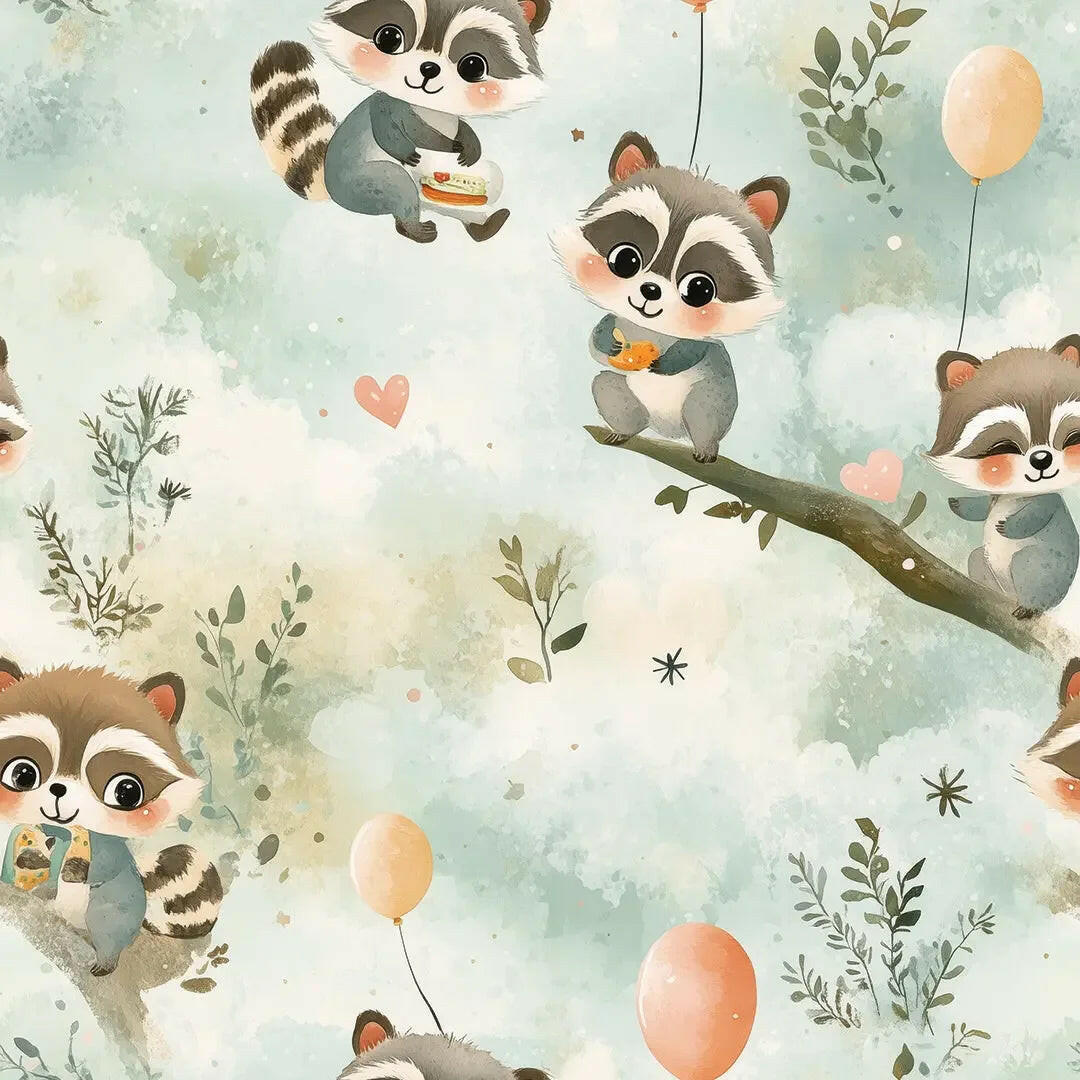 Whimsical Raccoon Sky Party - WallCreatives