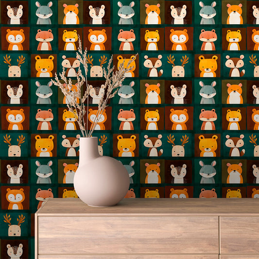 Whimsical Woodland Friends Patchwork - WallCreatives