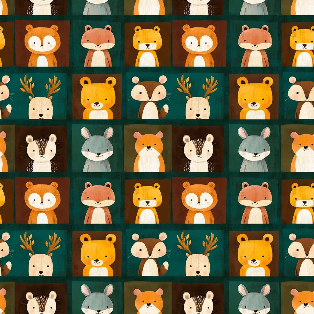 Whimsical Woodland Friends Patchwork - WallCreatives